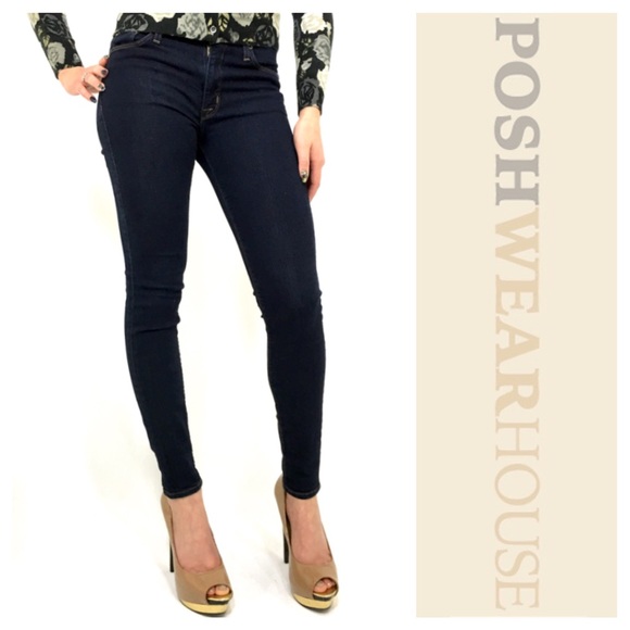 Hudson Jeans Denim - I Hudson Dark Blue Skinny Jeans w/ Gold Stitching