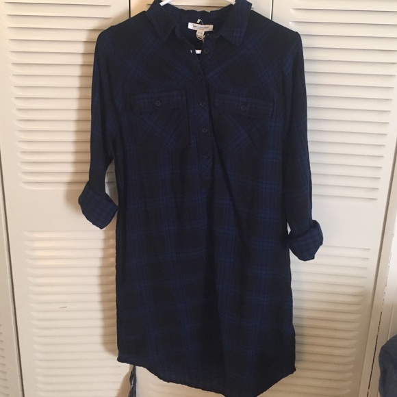 Navy and Colbalt Plaid Dress