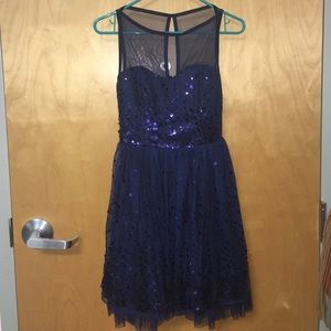 Brand New Navy Blue Sequin Mesh Dress