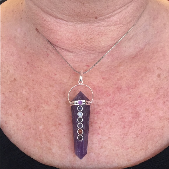 Jewelry - AUTHENTIC AMETHYST & 7 CHAKRA STONE PENDANT sale!