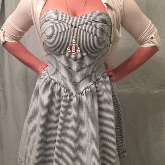 Quiksilver Dresses & Skirts - Pinstripe, denim vintage style dress.