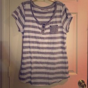 Grey and White tshirt with pocket.