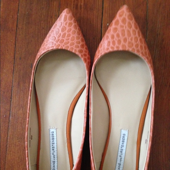 DVF orange plat ballet shoes loafer 6m