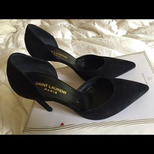 Black suede ysl heels