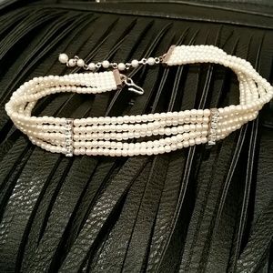 Vintage five-strand faux pearl choker