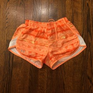 Orange And White Under Armour Running Shorts