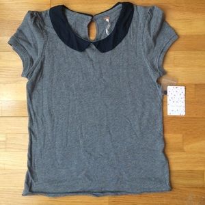 Free People Gray/Navy collared shirt