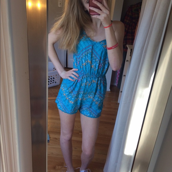 Blue tribal print romper