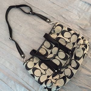 Black and Gray Signature Coach Bag