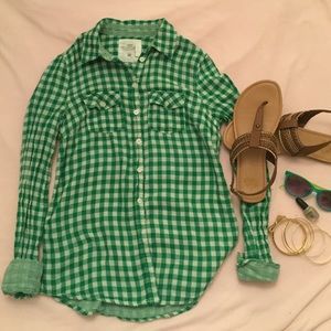 Green & white plaid shirt