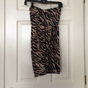 Zebra print strapless dress