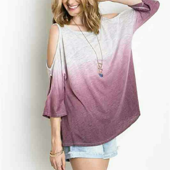 NEW OMBRÉ COLD SHOULDER TOP❗️Closet Closing❗️ - Picture 2 of 4