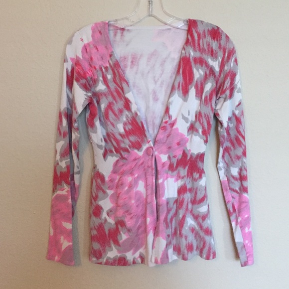 Moth Pink & Red Cheetah Print Cardigan S