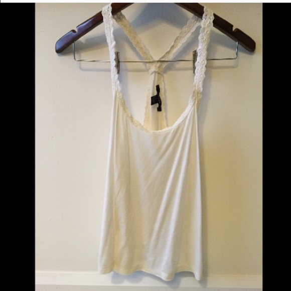BUNDLE!! Cream/Navy Blue floral straps tank top