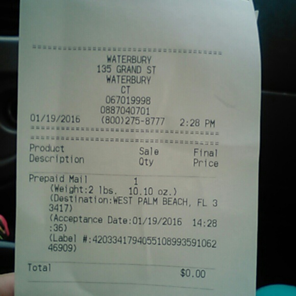 Proof shipping receipt @derowinski
