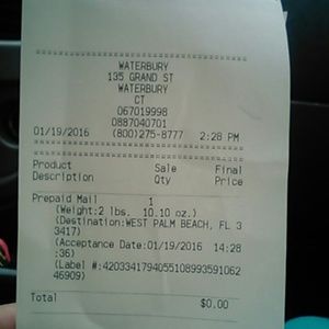 Proof shipping receipt @derowinski