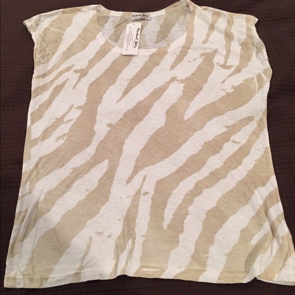 Michael stars tan n white zebra tee