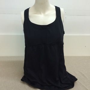 Lululemon black tank w/ floral pattern sz 12 38126