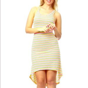 Striped dipped hem dress