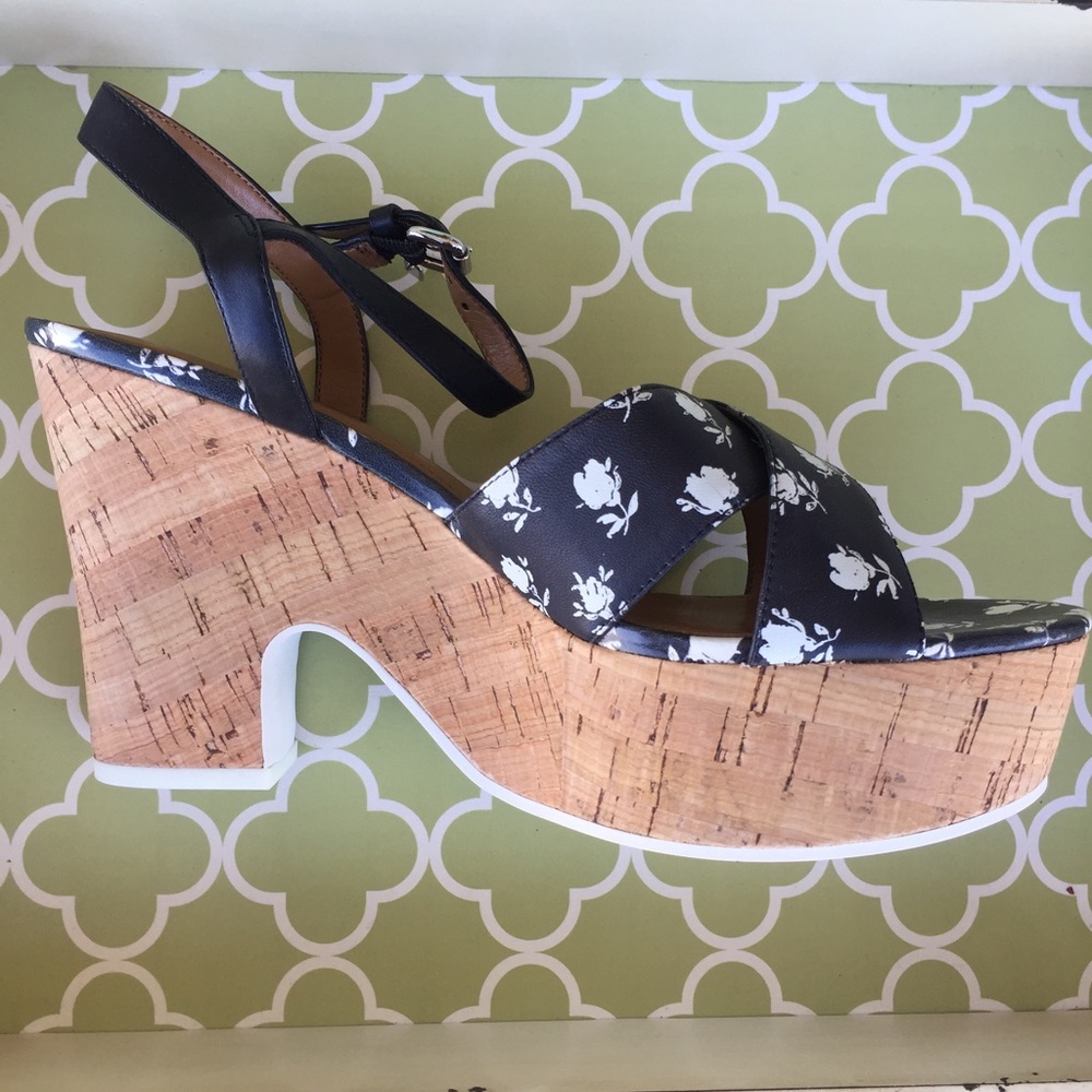 Coach Queen Calico Napa Platform Wedge Sandal