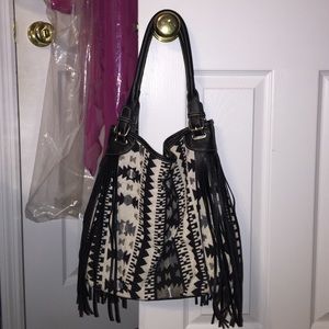 Aztec print purse with tassels