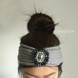 Grey Jewel headband/ear warmer