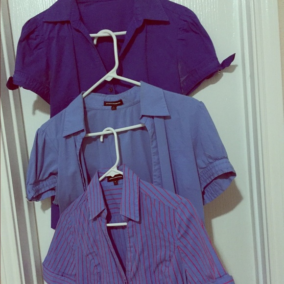 Express stripped blue short sleeve shirt - Picture 1 of 1