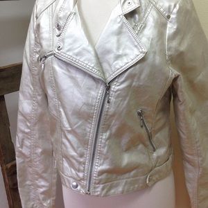 Faux leather champagne color jacket