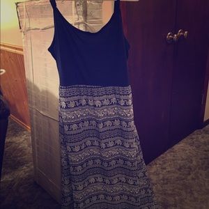 Rue 21 dark blue and white elephant dress