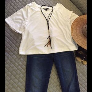 White Cropped T-shirt Banana Republic