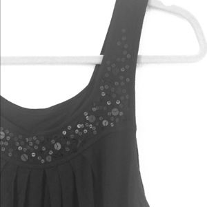 Black sequined-neckline dress