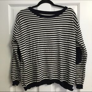 Brandy Melville cream and navy striped sweater