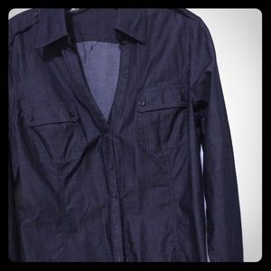 Express dark denim long sleeve shirt