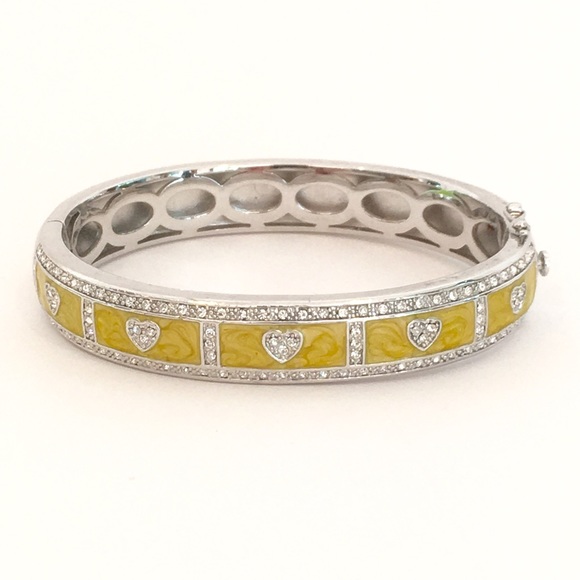 Lauren G Adams Rhinestone Heart Bangle Bracelet