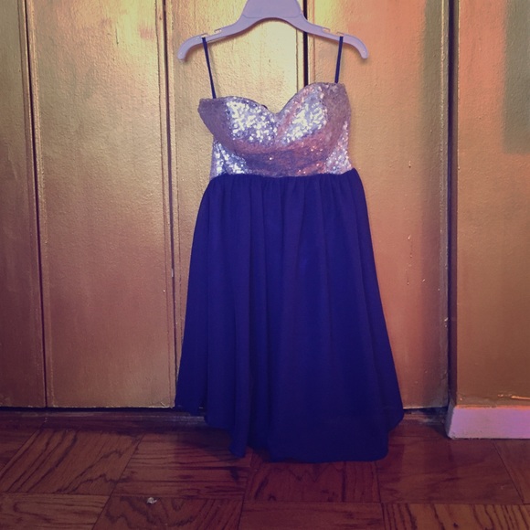 Blue short prom dress