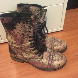 Floral combat boots