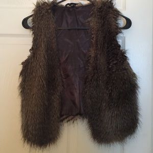 Brown faux fur vest