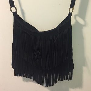 Fringe suede cross body bag