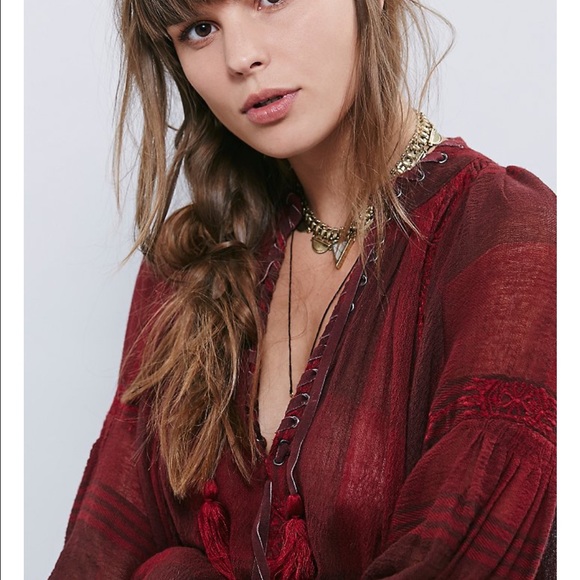 🎉SALE🎉Free People New Romantic Red Rouge Tunic - Picture 3 of 4