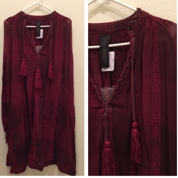 🎉SALE🎉Free People New Romantic Red Rouge Tunic - Picture 4 of 4