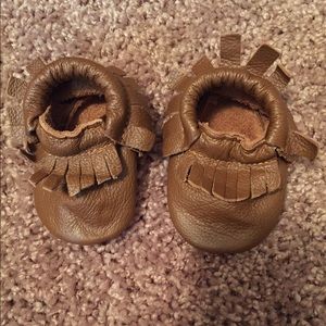 Newborn brown moccasins never been worn