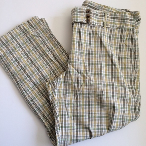 LOFT green plaid Marisa fit capris