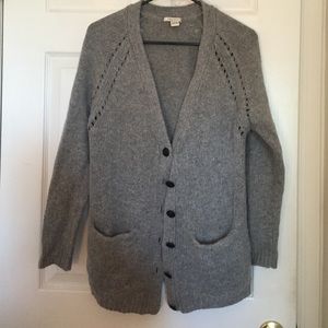 Gray knitted button up oversized sweater