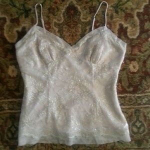 BCBG MAXAZRIA METTALIC LACE CAMISOLE