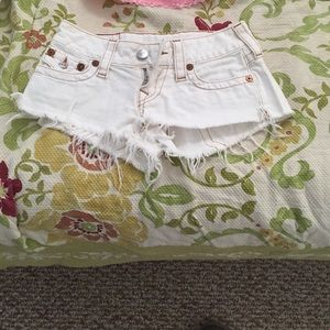 White Joey cutoff true religion shorts