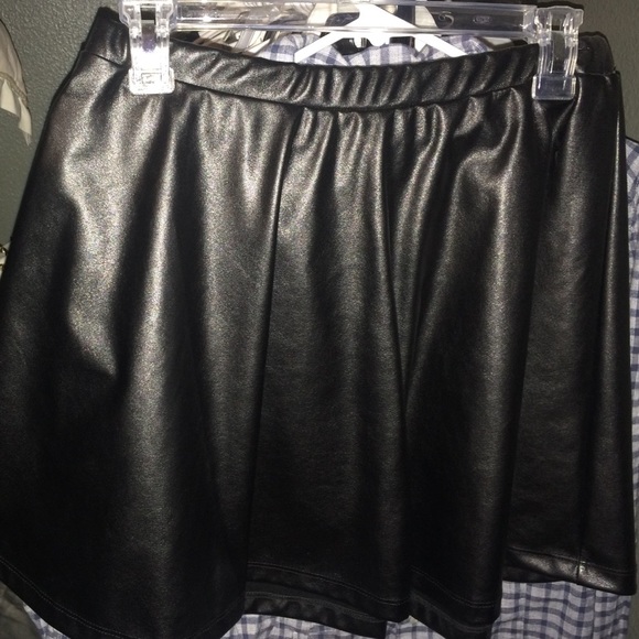 Leather skirt.