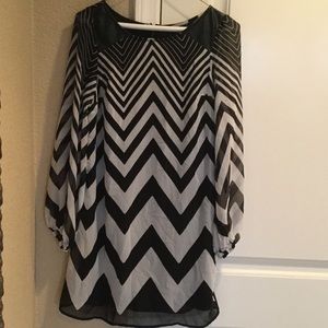Black and gray chevron dress