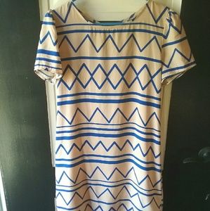 BOGO 1/2 OFF - EUC Boutique Tan & Blue Shift