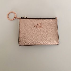 Rose gold Coach keychain ID holder