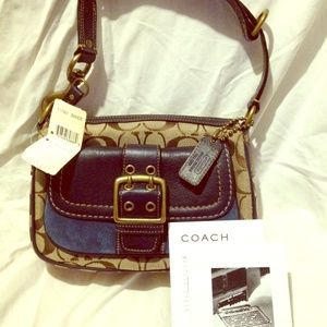 NWT Coach Signature Purse, Suede and canvas